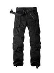 OCHENTA Men's Casual Pants, Military Cargo Work Combat 8 Pockets Relax Fit Trousers #3357 Black 36