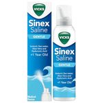 Vicks Sinex Gentle Saline Nasal Spray, 120ml - 3-in-1 Action: Cleans, Removes Mucus & Helps to Moisturize and Hydrate, with Isotonic Sea Water, Aloe Vera and Hyaluronic Acid – Suitable from 1 Year+