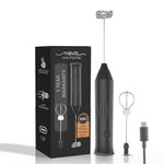 Nova Milk Frother Rechargable Coffee Frother Milk & Beater for Cold Latte 2In1 Handheld Blender and Egg Whisker | 1 Year Warranty Free Frothy Recipe E-Book