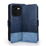 Pikkme IQOO Z9x 5G Flip Cover | Dual-Tone PU Leather Finish | Wallet Style & Stand | Magnetic Flip Case for IQOO Z9x 5G (Navy & Light Blue)