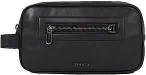 Calvin Klein Men Toiletry Bag Elevated Slim Faux Leather Blend, Black (Ck Black), One Size