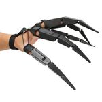 Halloween Articulated Fingers, 3D Upgrade Finger Extensions with Flexible Joint, Halloween Scary Ghost Gloves Skeleton Bone Claw Hand, Halloween Cosplay Props, Fits All Finger Sizes(1Left Black)