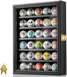 JupDec Golf Ball Display Case Frame for 30 Balls, Dustproof Solid Wood Holder Box with Unobstructed Clear View, Velvet Lined Cabinet with Removable Shelves, Ideal Gift for Golf Fans