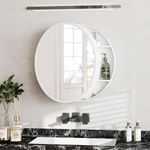 iSTAR Round Wall Mirror with Storage Shelf | Bathroom Vanity Mirror with Hidden Storage Cabinet | Wall Mounted Decorative Mirror for Bathroom, Bedroom, Living Room (White)