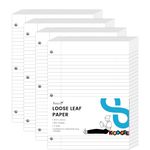 Koogel 400 Sheets Binder Refills Paper White, Lined Filler Paper 3 Holes Punch for A4 A5 Notebook Binder Planner School Office