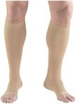 Truform Short Length Surgical Stockings, 18 mmHg Compression for Men and Women, Reduced Length, Open Toe, Beige, Large (short length)