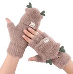 TopiBaaz Winter Gloves for Women Woolen Warm Soft Fur Fleece Hand Gloves for Women and Girls Knitted Acrylic Wool Touchscreen Finger Cute Mitten (Brown, Freesize)