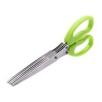 Stainless Steel 5-Blade Herb Scissors – Multi-Layer Coriander & Vegetable Cutter with Cleaning Brush for Quick and Easy Herb and Spice Chopping