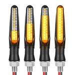 URAQT Motorcycle Led Turn Signal Light, 4 PCS Universal Watertight Motorbike Turning Indicators, 12V Flowing Flowing Turn Signal Light, Daytime Running Lights Brake Lights for Motorcycle (Black)