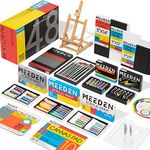 MEEDEN Acrylic Painting Kit with Wood Tabletop Easel, 48x22ml Acrylic Paints, 10 Brushes, Stretched Canvas, Art Supplies, Acrylic Painting Set for Adults, Beginner, Artists