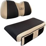 10L0L New Version Golf Cart Seat Cover with Pocket Mesh Bench Seat Cover Fits Most of Yamaha Club Car Precedent DS 2-seat (Black + Beige)