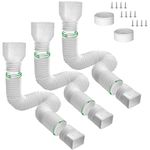 3 Pack Gutter Downspout Extensions with Connector, Flexible Rain Gutter Downspout Extenders from 21 to 70inch, Drainage Pipe Connector for Outdoor Gutter Splash Block - White