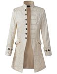 DarcChic Mens Velvet Goth Steampunk Victorian Frock Coat (M, Cream)