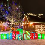 9 Foot Long Christmas Giant Inflatable Gift Boxes with 9 LED Lights Multicolor Gift Boxes Outdoor Indoor Decorations Xmas Blow up Yard Decorations for Holiday Xmas Party Lawn Home Family Yard Decor