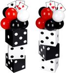 Vertintong Casino Themed Party Set 6 Pcs 11 in Dice Favor Boxes 3 Dimensional Bulk Dice Decor 48 Pcs Red Black and White Balloon 6 Jumbo Poker Cards Accessory for Las Vegas Game Night Party Decor