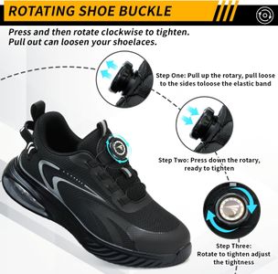 Steel Toe Cap Safety Trainers – Lightweight Non-Slip Work Shoes, Black, Men’s 11 UK