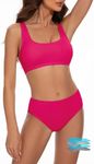 Beautikini Period Swimwear Two Piece Menstrual Leakproof Sporty Bikini Sets Bathing Suit Period Swimsuit for Teen Girls (Raspberry Red,S)