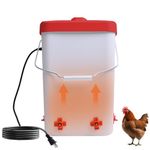 Heated Chicken Waterer 3 Gallon Thermostatically Controlled Poultry Water Heater with 4 Nipples Outdoor Chick Water Heater for Winter Chicken Turkey Pigeon Goose