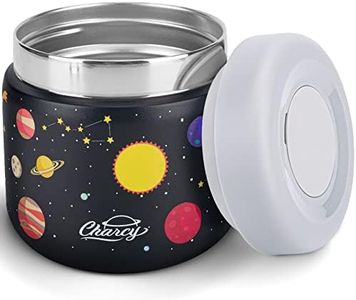Charcy 12oz Kids Stainless Steel Insulated Food Jar, Wide Mouth Leak-Proof Soup Thermo, Container Set for 8h Hot and 6h Cold - Black Planet
