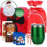 Christmas Gifts Christmas Blanket Set- Includes Luxury Red Blanket, Insulated Mug, Hot Chocolate, Candy & Marshmallows Presents Arrive in Beautiful Gift Bag with Ribbon