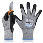 DEX FIT 15-Gauge Level 4 Cut Resistant Gloves Cru553 Thin, 3D Comfort Ultra Soft, High-Dexterity for Precision Feel, Grey Large 1 Pair