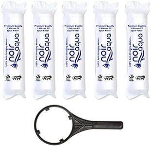 Noir Aqua 5pcs PP Spun Filter/Cartridge with Spanner for All Types RO Water purifiers (10 Inch, 5 Micron) | RO Water Purifier Cartridge,RO Spun Filter Cartridge Sponge Replacement Water Filter Candle