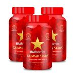 HAIRtamin Vegan Gummy Stars Hair Growth Vitamins | Non-GMO | Natural Biotin Hair Vitamin Gummies to Support Healthy Hair Skin & Nails | Multivitamin Supplement May Reduce Hair Loss & Thinning (3-Pack)