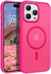 GaoBao Strong Magnetic for iPhone 14 Pro Case, [Compatible with MagSafe][Military-Grade Drop Tested] Shockproof Protective Slim Translucent Matte Back Phone Case for iPhone 14 Pro Case, Hot Pink