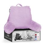 Clara Clark Reading Pillow, Back Rest Pillow for Sitting in Bed with Arms for Kids & Adults - Premium Shredded Memory Foam TV Sit Up Pillow - Medium, Light Purple