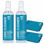 Royal Care Lens Cleaner 100 ML + 100 ML + 2 Cloth Perfect Lens Cleaner for Spectacles, Eyeglasses, Sunglasses, Camera Lenses and Binoculars (Advance Combo KIT 200 ML)