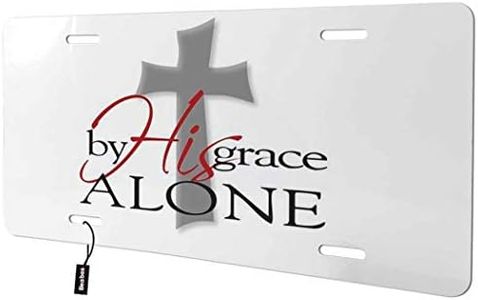 Beabes by His Grace Alone Front License Plate Cover,Cross Jesus Christ Bible Verse Decorative License Plates for Car,Aluminum Novelty Auto Car Tag Vanity Plates Gift for Men Women 6x12 Inch