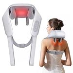 KNQZE Neck Massager with Heat, Cordless Deep Tissue 4D Expert Kneading Massage, Shiatsu Neck and Shoulder Massage Pillow for Neck, Traps, Back and Leg Pain Relief, Gifts for Men Women- Gray