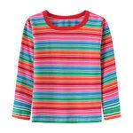 Toddle Boys Colorful Striped Shirt Long Sleeve Cotton Crew Neck T-Shirts for Kids 3T