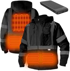 DPSAFETY Safety Heated Jacket,Reflective Heated Jacket,Waterproof CLASS 3 Hi-Vis jacket with Detachable hood, High Visibility Work Construction Coat for men&women (Black 4XL)