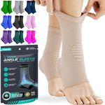 MODVEL Ankle Brace for Women & Men - 1 Pair of Ankle Support Sleeve & Ankle Wrap - Compression Ankle Brace for Sprained Ankle, Achilles Tendonitis, Plantar Fasciitis, Injured Foot - Medium, Skin/Nude