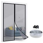 TheFitLife Fiberglass Magnetic Screen Door - Heavy Duty Mesh Curtain with Full Frame Hook and Loop Powerful Magnets That Snap Shut Automatically - Black 74"x81" Fits Door Size up to 72"x80" Max