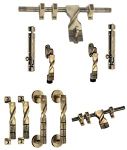 Chitra Taojin Series Brass Heavy Double Door Fitting Accessories Full Set/Kit (1 Aldrop, 1 Latch, 4 Handles, 2 Tower Bolt and 2 Door Stopper) (12 Inch, Antique Brass Matt)