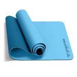 Yogarise 8mm Dual Yoga Mat with Bag & Strap, Yoga Mat for Women & Men, Premium TPE Material Extra Thick Exercise Yoga Mat for Workout, Yoga, Fitness, Exercise Mat Anti Slip Mat, Yoga Mat Gym Mat (Light & Dark Blue)