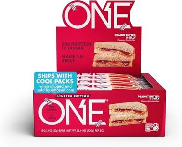 ONE Protein Bars, Peanut Butter & Jelly, Gluten Free Protein Bars with 20g Protein and 1g Sugar, Pantry Staples, 2.12 oz (12 Count)