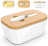 DARKZONE Butter Dishes Box Premium Quality Elite Range Heavy Fine Porcelain Butter Box, Butter Dish with Wooden Top Cover, Lid with a Knife - 600 ML