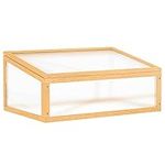 Outsunny Wooden Cold Frame Greenhouse Garden Portable Raised Planter with Openable Top for Indoor, Outdoor, Flowers, Vegetables, Plants, 35.5"x23.5"x15.75", Light Brown