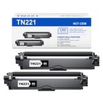 [TN-221 2BK] TN221 Toner Cartridge Replacement for Brother TN221 TN221BK TN-221 Use with HL-3140CW HL-3150CDN HL-3170CDW MFC-9330CDW HL-3180CDW MFC-9130CW MFC-9340CDW DCP-9020CDN (2 Black)