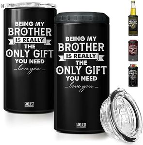 SANDJEST 4-in-1 Design Brother Tumbler & Can Cooler Gift - Being Brother is the Only Gift You Need Cans Coozie - Black Can Holder Christmas Birthday Gifts for Brothers from Sisters, Bros