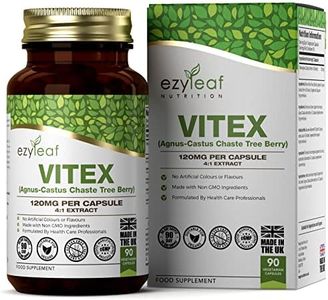 Ezyleaf Vitex Agnus Castus (Agnocasto) 120 mg per Dose | Estratto Concentrato 4:1 | 90 Capsule Vegane | Agnocasto Integratore Supporto Salute Femminile | Non OGM, Senza Glutine, Allergeni e Latticini