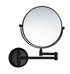 ANETTE® Wall Mount Shaving Mirror II Makeup Mirror II Bathroom Mirror with 5X magnifying mirror (Black,8 Inch)