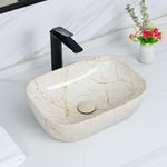 Davivy 18.1'' X 13" Nordic Marbling Rectangle Vessel Sink with Pop Up Drain,Bathroom Vessel Sinks,Counter Top Sink,Bathroom Sinks Above Counter,Nordic Marbling Ceramic Vessel Sink for Bathroom