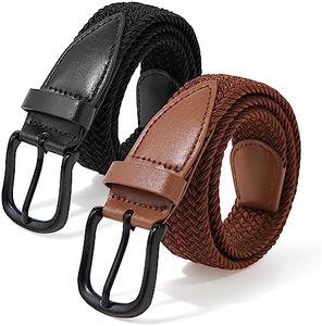 Kajeer Stretch Braided Boys Belt, Elastic Woven Kids Belt for Boys Girls for School Uniforms, Pack of 2(Medium, Black + Brown)
