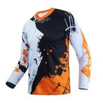 Dirt Bike Jersey for Youth, Kids Mountain Bicycle Shirt Long Sleeve for Motorcycle Motocross Bmx Moto Mx Offroad Racing, Orange, 8 Years