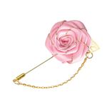 Suit Lapel Pins Rose Brooch Pin for Men Pink Flower Brooch Wedding Brooches Cloth Art Hand-made Rose Flower Brooch Lapel Pin Suit Accessories for Men Boys Elegant Rose Brooch Pins