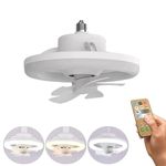 CPENSUS Acrylic Ceiling Fan With Led Light, 3 Color Dimmable(Warm/Neutral/Cool)- 10" Light/ 7.5" Oscillating Fan, 3 Speeds For Cabin, Bathroom, Kitchen, Remote Control